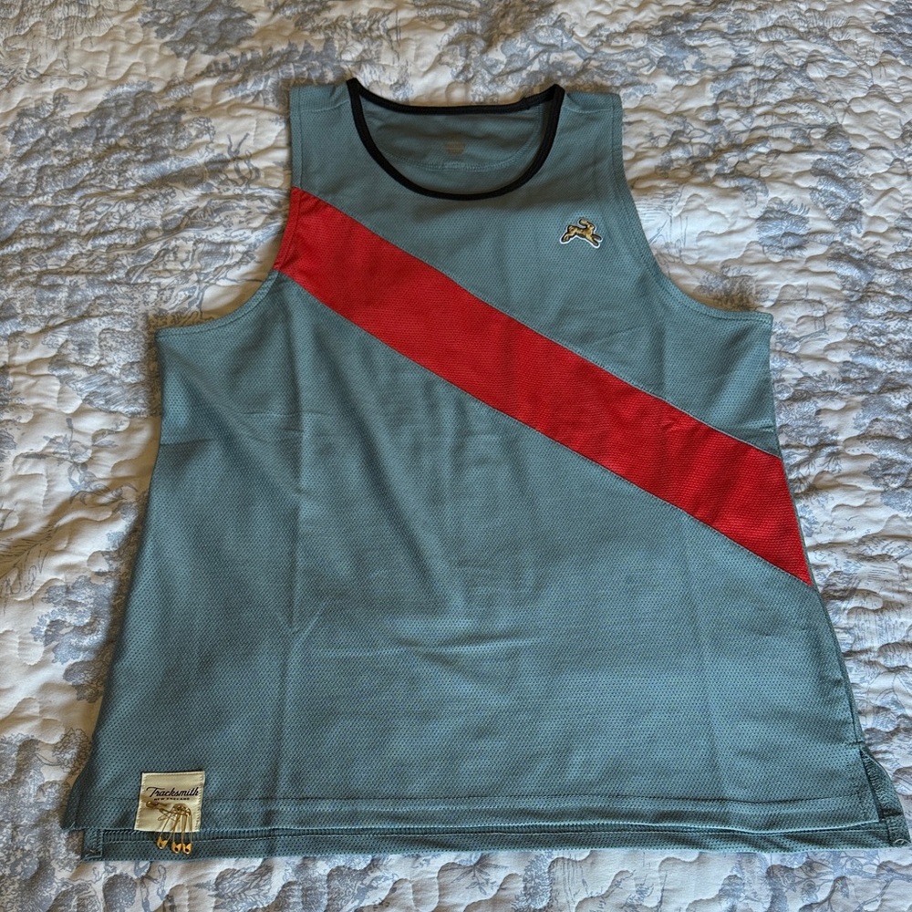 Tracksmith Gray and Gold Tank Top